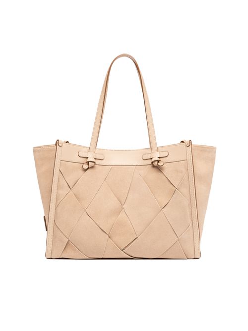 Shopping Bag Marcella in suede con trama geometrica Nude GIANNI CHIARINI | BS 12380 SNMRKNUDE